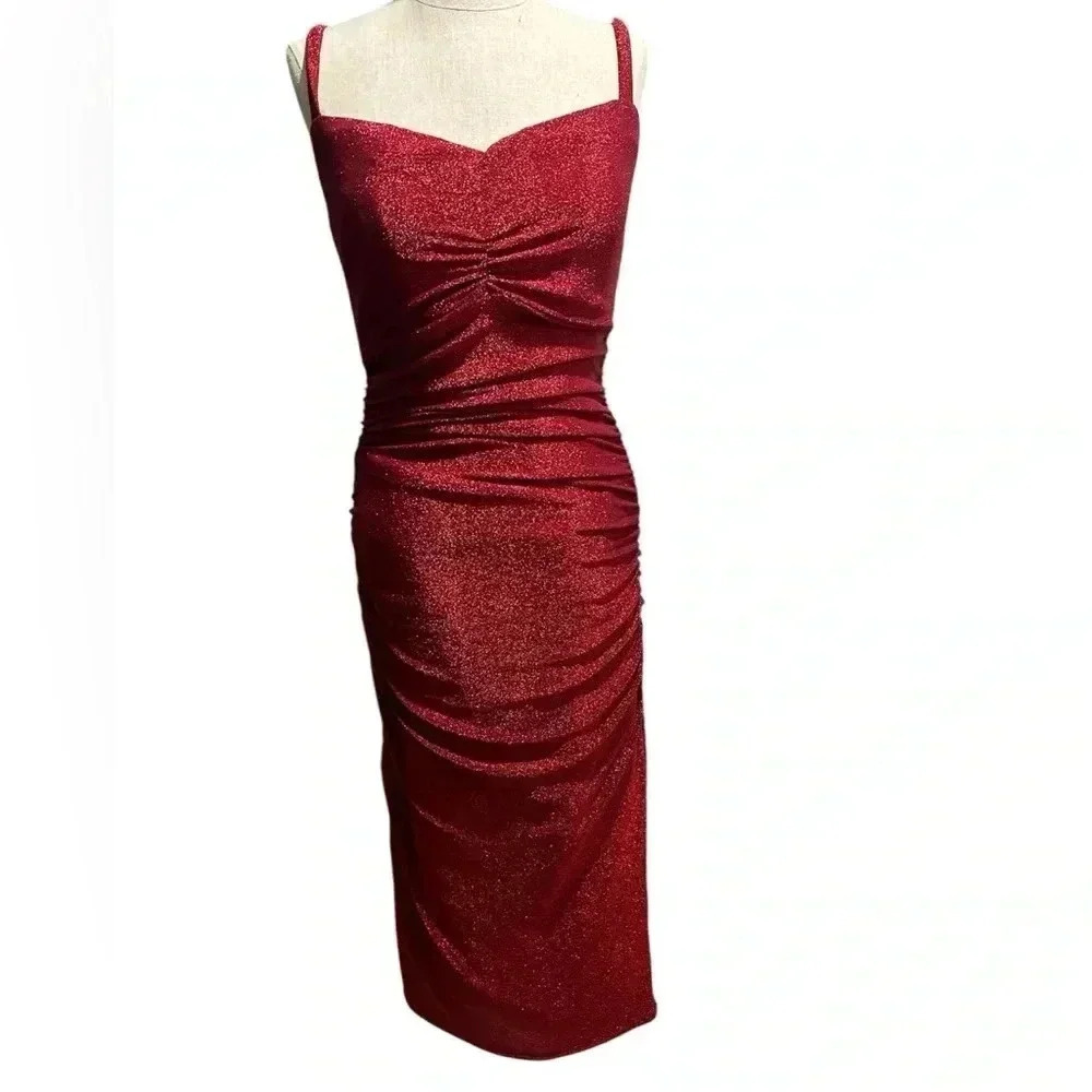 David Bridal Burgundy spaghetti  woman formal Maxi dress